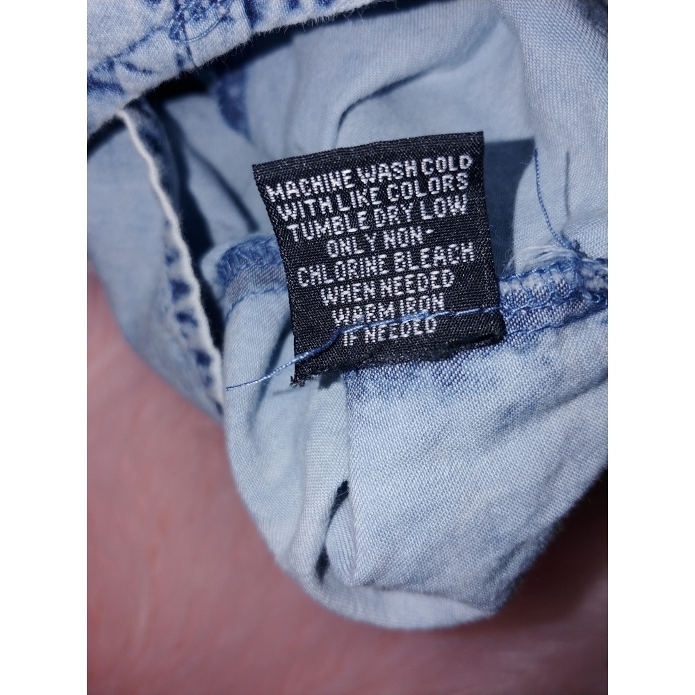 Fashion web button down crop top denim acid wash - Picture 4 of 5